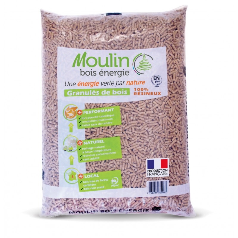 GRANULÉS 100% RÉSINEUX EN+ 15KG - MOULIN BOIS ÉNERGIE