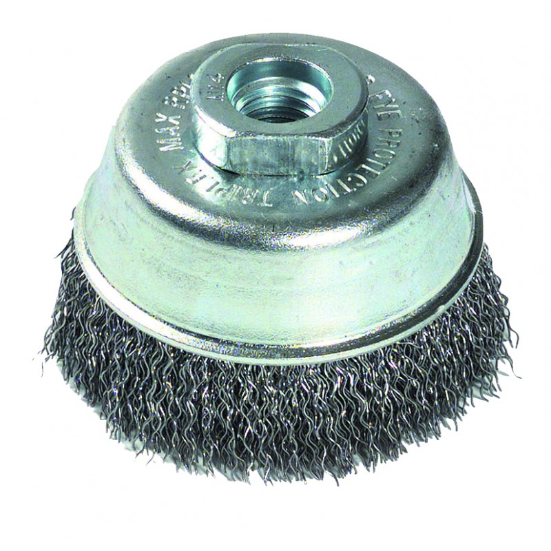 BROSSE COUPE Ø100MM FIL ACIER ONDULE DECAPAGE METAL POUR MEULEUSE - TIVOLY