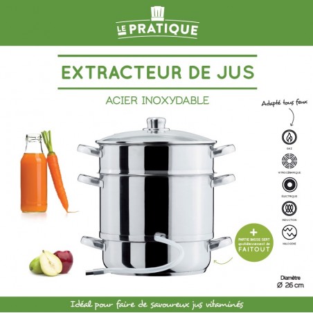 EXTRACTEUR DE JUS INOX Ø 26 CM - LE PRATIQUE