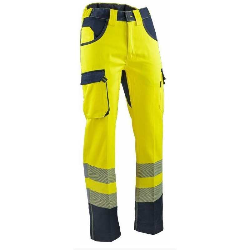 PANTALON HAUTE VISIBILITÉ JAUNE FLUO/MARINE HOMME - LMA