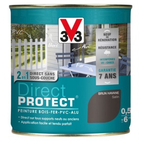 PEINTURE MULTI-MATERIAUX DIRECT PROTECT BRUN HAVANE SATIN 0.5L