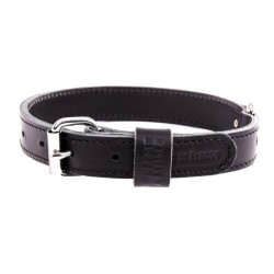 COLLIER DOUBLÉ 35/75 CUIR NOIR