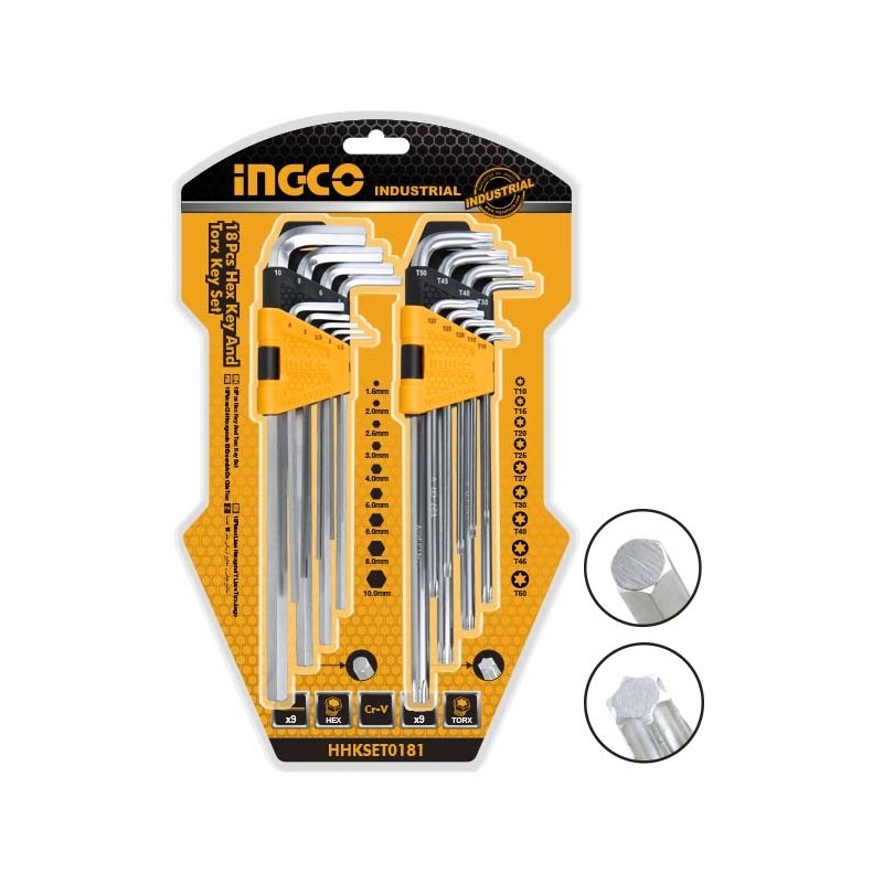 JEU DE 18 CLES 6 PANS ET CLES TORX JEU DE 18 CLES 6 PANS ET CLES TORX