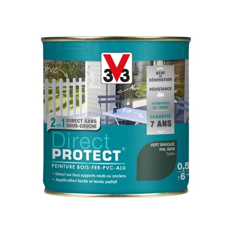 PEINTURE MULTI-MATERIAUX DIRECT PROTECT VERT BASQUE SATIN 0.5L