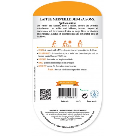 LAITUE MERVEILLE DES 4 SAISONS cat2 LAITUE MERVEILLE DES 4 SAISONS cat2
