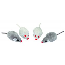 SOURIS GRIS/BLANC   CAT NIP  4 PCS.  5 CM