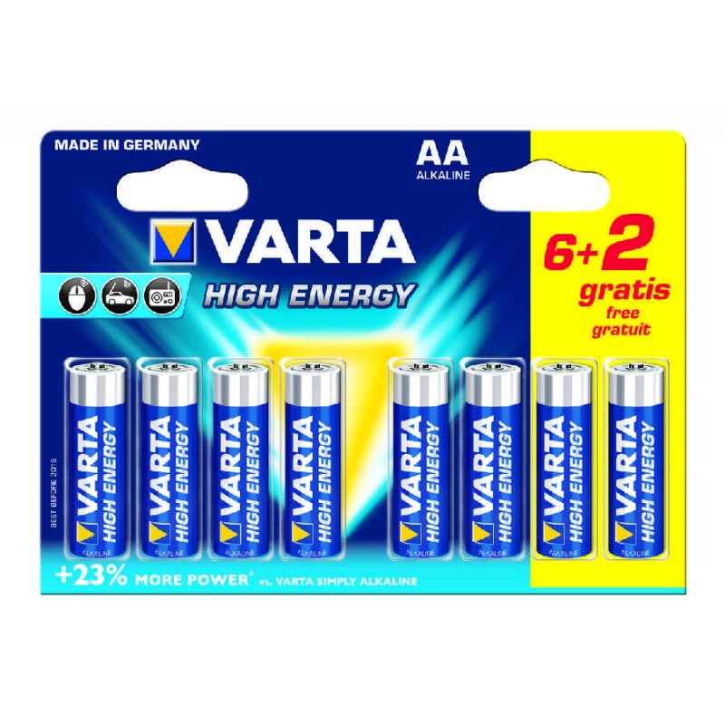 PILE LR06(AA) LONGLIFE POWER 6+2 GRATUITES - VARTA