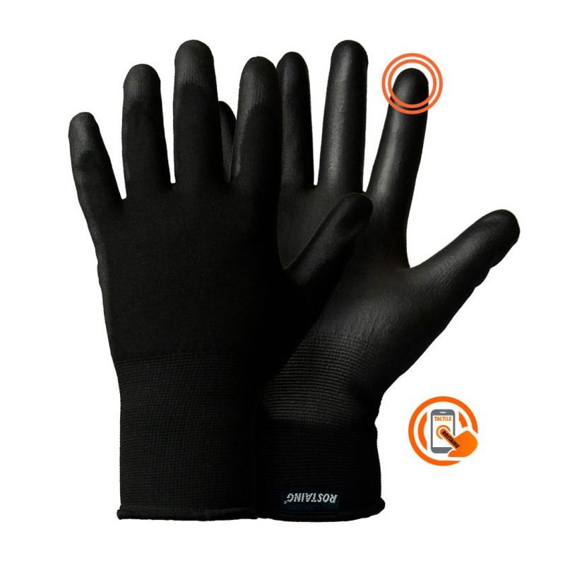 GANTS FIN TACTILE MIXTE NOIR - ROSTAING