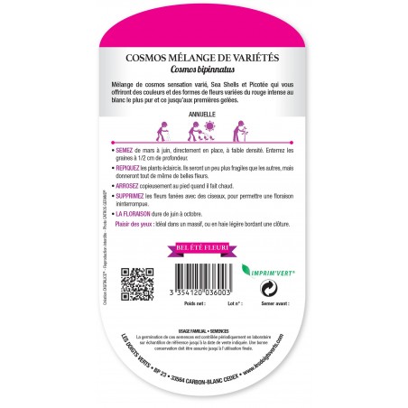 COSMOS MELANGE DE VARIETES CAT4 COSMOS MELANGE DE VARIETES CAT4
