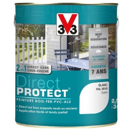 PEINTURE MULTI-MATERIAUX DIRECT PROTECT BLANC SATIN 2.5 L PEINTURE MULTI-MATERIAUX DIRECT PROTECT BLANC SATIN 2.5 L