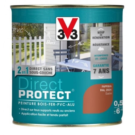 PEINTURE MULTI-MATERIAUX DIRECT PROTECT PAPRIKA SATIN 0.5L PEINTURE MULTI-MATERIAUX DIRECT PROTECT PAPRIKA SATIN 0.5L
