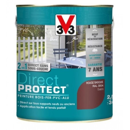 PEINTURE MULTI-MATERIAUX DIRECT PROTECT ROUGE BASQUE SATIN 2.5L PEINTURE MULTI-MATERIAUX DIRECT PROTECT ROUGE BASQUE SATIN 2.5L