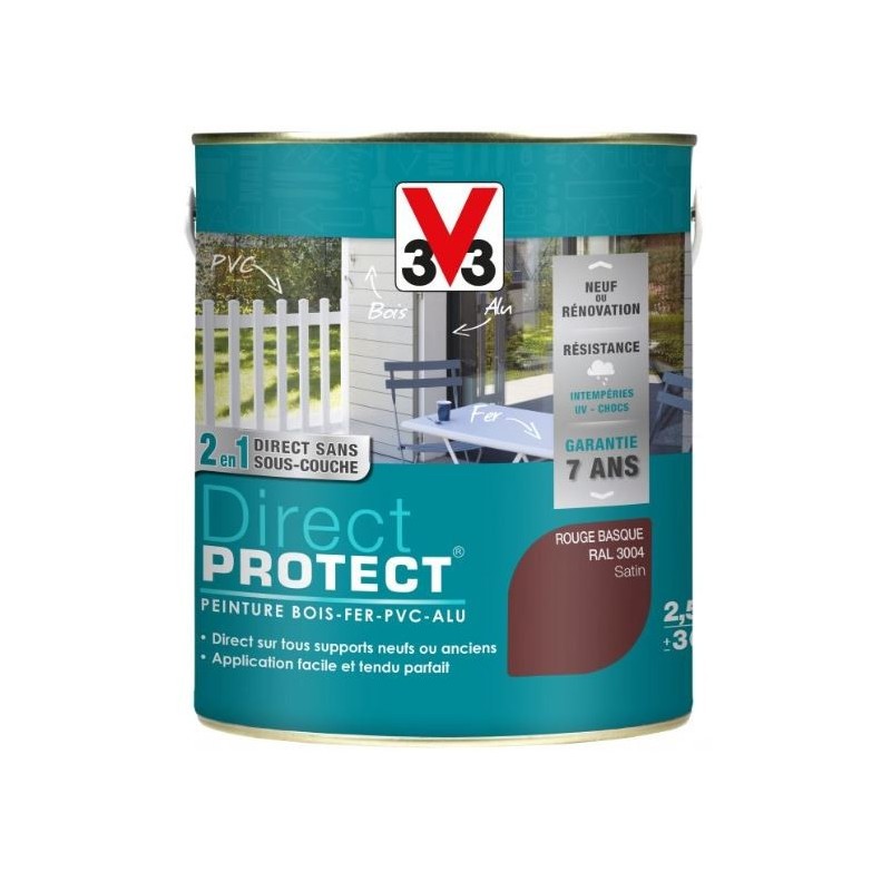 PEINTURE MULTI-MATERIAUX DIRECT PROTECT ROUGE BASQUE SATIN 2.5L