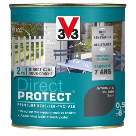 PEINTURE MULTI-MATERIAUX DIRECT PROTECT ANTHRACITE SATIN 0.5 L