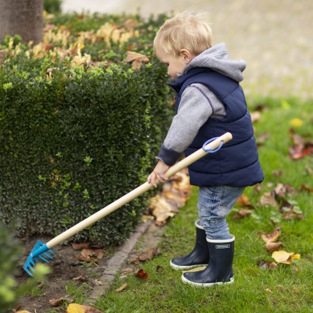 Rateau à feuilles en bois et métal vert pour enfant