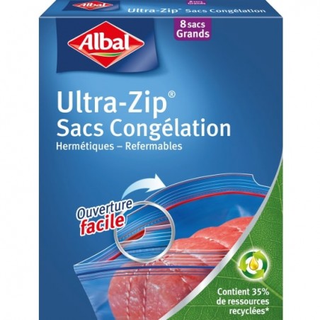 Albal - 25 Sacs Congélation Ultra Zip - Mini Modèle 0,5L - Fermeture Zip -  Résistant - 70% de ressources recyclées