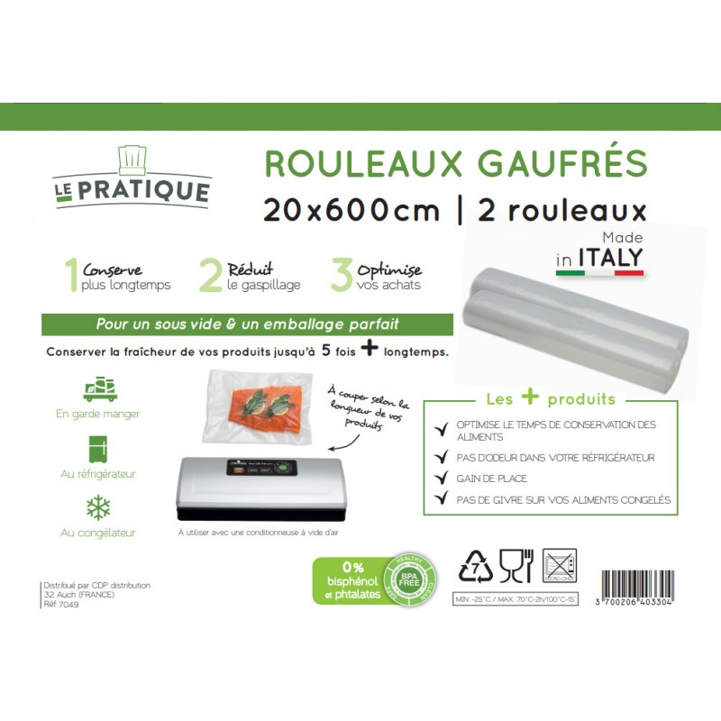 Sac Sous Vide Alimentaire, 2 Rouleaux 30×600cm Sac Congelation