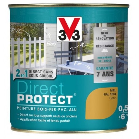 PEINTURE MULTI-MATERIAUX DIRECT PROTECT MIEL SATIN 0.5L PEINTURE MULTI-MATERIAUX DIRECT PROTECT MIEL SATIN 0.5L