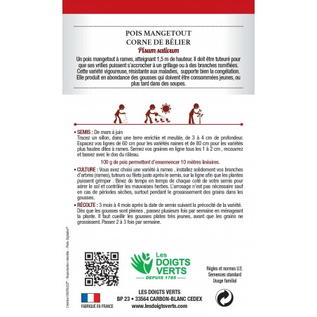 POIS MANGETOUT CORNE DE BELIER 250GR catB POIS MANGETOUT CORNE DE BELIER 250GR catB